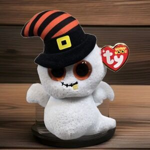 TY Beanie Boos  Nightcap the Ghost with‎ Hat Glitter Eyes 6" Plush Toy With Tags